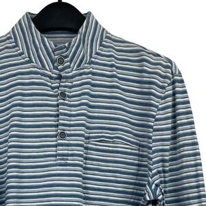 johnnie-O Palmo Striped Henley Pullover Menss S 100% Cotton Blue Stripe *READ